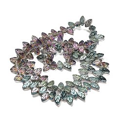 電気メッキガラスビーズセット  葉  士官候補生ブルー  11x7x4mm  穴：0.8mm  約100個/連  23.15~23.50''（58.8~59.7センチメートル）&nbsp;EGLA-B004-02A-HP01