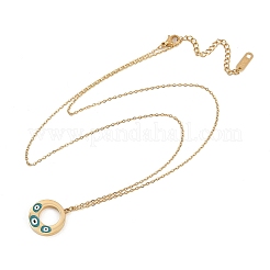 304 Stainless Steel Enamel Evil Eye Ring Pendant Necklaces for Women&nbsp;NJEW-G176-04G