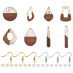 DIY Brass & Resin & Wood Pendant Dangle Earring Kits&nbsp;DIY-TA0010-66