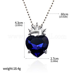Alloy Rhinestone Crown Heart Pendant Ball Chain Necklaces&nbsp;FS-WGC3330-02
