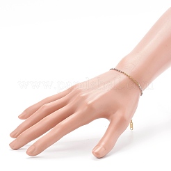 304ステンレススチールアズキチェーンブレスレット  カニカン付き  ゴールデン·ステンレス鋼色  7-1/4インチ（18.5cm）&nbsp;BJEW-JB06107