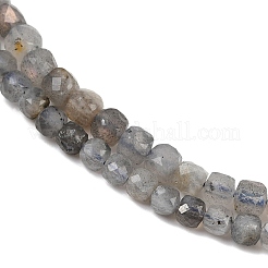 天然石ラブラドライトビーズ連売り  多面カット  キューブ  4.5x4.5x4.5mm  穴：0.8mm  約80~83個/連  15.08~15.16''（38.3~38.5センチメートル）&nbsp;G-RM2025-C34-C