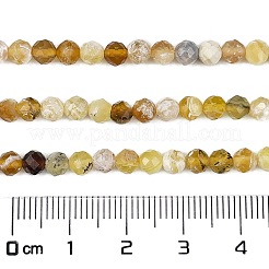 天然石イエローオパールビーズ連売り  多面カット  ラウンド  4mm  穴：0.8mm  約93~95個/連  15.35インチ（39cm）&nbsp;G-L597-C05-02