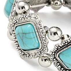 Bohemia Style Alloy Rhombus Beaded Stretch Bracelet&nbsp;BJEW-H327-05AS