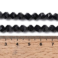 合成ブルーゴールドストーン青金砂石ビーズ連売り  スターカットラウンドビーズ  多面カット  5~6x5~6x5~6mm  穴：1~1.2mm  約64~68個/連  14.80''~15.04''（37.6~38.2センチメートル）&nbsp;G-Z119-A24-01