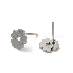 変色しない304ステンレススチールスタッドピアス  花  ステンレス鋼色  9x8.5mm&nbsp;EJEW-P244-06P