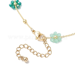 Brass & Glass Colorful Flower Link Chain Necklaces for Women&nbsp;NJEW-JN05454