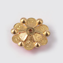Flower Brass Rhinestone Enamel Cabochon Settings&nbsp;X-KK-K114-FGM-G