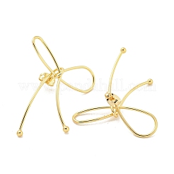 Bowknot Rack Plated Brass Stud Earrings for Women&nbsp;EJEW-Z051-11B-G