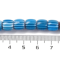 手作りのランプワークシェブロンビーズ連売り  バレル  ディープスカイブルー  8x7.5mm  穴：1.2mm  約47個/連  14.69''（37.3センチメートル）&nbsp;LAMP-K041-01B-07