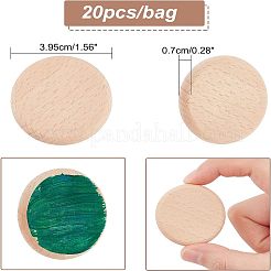 未完成の木製ディスク  ウッドカットアウトサークルチップ  アート＆クラフトプロジェクト用  フラットラウンド  バリーウッド  3.95x0.7cm  20個/袋&nbsp;WOOD-WH0030-13