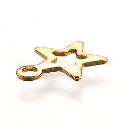 ステンレススチールチャーム201個  レーザー切断  中空  スター  18KGP本金メッキ  9.5x8x0.5mm  穴：1.4mm&nbsp;STAS-B001-28A-G