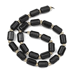 天然石ブラックトルマリンビーズ連売り  多面カット  コラム  シードビーズで  13.5~15.5x9.5~10.5x9.5~10.5mm  穴：1mm  約22~24個/連  15.35''（39cm）〜16.34''（41.5cm）&nbsp;G-D103-A05