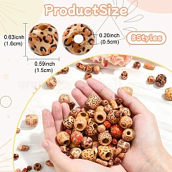 200Pcs 8 Styles Printed Wood Beads&nbsp;WOOD-YW0001-26