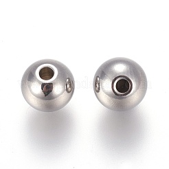 変色しない201ステンレススチールビーズ  ラウンド  ステンレス鋼色  8x7mm  穴：1.8~2mm&nbsp;X-STAS-F170-02P-B