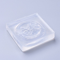 シリコンモールド  レジン型  UVレジン用  エポキシ樹脂ジュエリー作り  花と環  ホワイト  46x46x10mm  内径：39mm&nbsp;X-DIY-L026-066