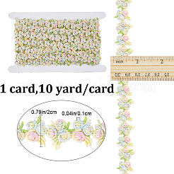 10ヤードの花柄ポリエステルトリムリボン  カーテンレーストリミング用  ミスティローズ  3/4インチ（20mm）&nbsp;OCOR-GF0003-07A