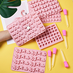 食品グレードのシリコンモールド  フォンダン型  DIYケーキデコレーション用  チョコレート  キャンディ  UVレジン＆エポキシ樹脂ジュエリー作り  プラスチックドロッパー  ピンク&nbsp;DIY-TA0001-96