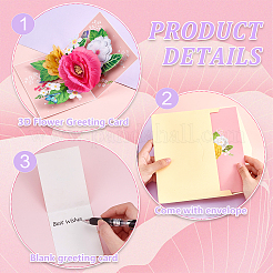 2 Sets 2 Styles Valentine's Day Rectangle 3D Pop Up Flower Paper Greeting Card&nbsp;AJEW-GA0006-96