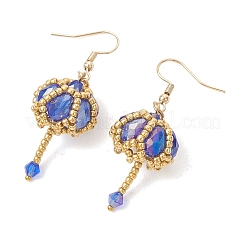 Transparent Electroplate Glass & Seed Glass Beads Dangle Earrings&nbsp;EJEW-MZ00714-03