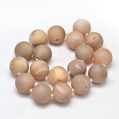 Round Natural Druzy Geode Quartz Crystal Beads Strands&nbsp;G-A143B-16mm-06