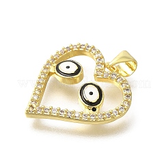 Brass Micro Pave Clear Cubic Zirconia Enamel Pendants&nbsp;KK-M297-16G