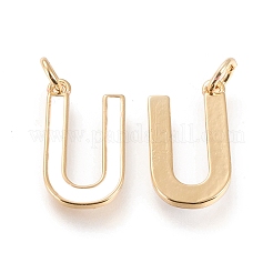 真鍮製エナメルペンダント  丸カン付き  長持ちメッキ  18KGP本金メッキ  文字.u  ミックスカラー  文字.u  U：18x10x1.8mm  丸カン：内径：3mm&nbsp;KK-R139-U