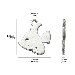 304ステンレススチールチャーム  魚  ステンレス鋼色  11.5x10x1mm  穴：1mm&nbsp;STAS-CJC0008-22P