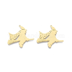 ステンレスペンダント201個  魔女  18KGP本金メッキ  31x35x1mm  穴：1.4mm&nbsp;STAS-N090-LA903-2