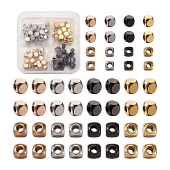 PVD真空メッキ304ステンレススチールビーズ  キューブ  ミックスカラー  4~6x4~6x4~6mm  穴：2.5mm  80個/箱&nbsp;STAS-TA0001-16