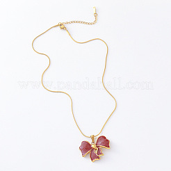 3Pcs Stainless Steel Dark Red Enamel Bowknot Pendant Necklaces for Women&nbsp;SV3353-2