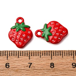 焼付塗装合金ペンダント  フルーツのチャーム  苺  15x11.5x3.5mm  穴：1.5mm&nbsp;FIND-G097-04H