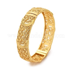 女性用真鍮バングル  ラックめっき  ゴールドカラー  5/8インチ（1.6cm）  内径：2-3/8インチ（6.1cm）&nbsp;BJEW-D313-08G