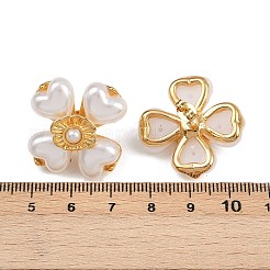 304ステンレススチールフラワースタッドピアス  プラスチック模造パールと  18KGP本金メッキ  27.5x27.5mm&nbsp;EJEW-A138-09G