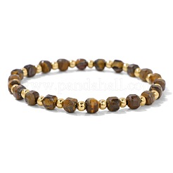 Natural Tiger Eye Faceted Cube Beaded Stretch Bracelets for Men&nbsp;WG57B42-02