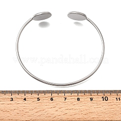 304 Stainless Steel Cuff Blank Bangle Bases with Flat Round Trays&nbsp;STAS-D381-01B-P
