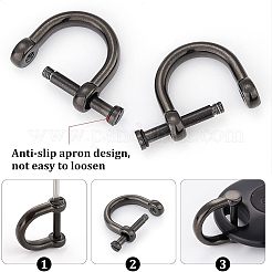 304ステンレススチール製Dリングアンカーシャックル留め具2個  電気泳動黒  17.5x18.5x6mm&nbsp;STAS-CA0001-56B