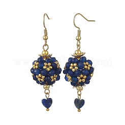 Glass & Dyed Natural Malaysia Jade & Lapis Lazuli Dangle Earrings&nbsp;EJEW-MZ00814-03