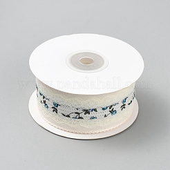 ポリエステルレーストリム  花柄  ディープスカイブルー  1-1/2インチ（38mm）  約10.00ヤード（9.14m）/ロール&nbsp;OCOR-WH0111-35B