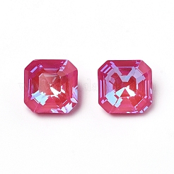 K9ガラスラインストーンカボション  モカ蛍光スタイル  後ろ向き  多面カット  正方形  ミックスカラー  10x10x7mm&nbsp;RGLA-I002-C01-MI