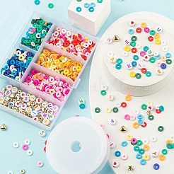 DIYジュエリー作成キット  ccbプラスチック＆アクリル＆手作りポリマークレイビーズを含む  弾性水晶の線  ミックスカラー  ビーズ：1120個/セット&nbsp;DIY-FS0001-93B
