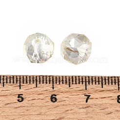 電気メッキされた透明な丸いガラスビーズ  多面カット  レモンシフォン  10mm  穴：1.6mm&nbsp;GL-CBA6A73-FR01