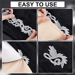 3.8m アイロン接着/縫い付けポリエステル花刺繍レーストリムパッチ  衣類用アクセサリー  グレー  1-1/2インチ（38mm）&nbsp;OCOR-WH0082-292