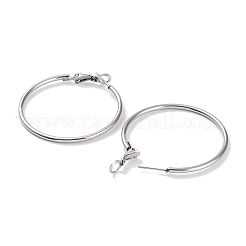 変色しないリング 304 ステンレススチール フープピアス 女性用 男性用  ステンレス鋼色  12ゲージ  40x2mm  ピン：0.6mm&nbsp;EJEW-B049-02D-P