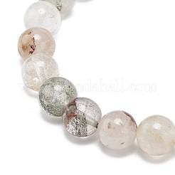 Natural Green Lodolite Quartz/Garden Quartz Round Beaded Stretch Bracelet&nbsp;BJEW-JB08919-02