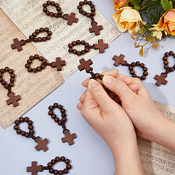 25Pcs Wood Cross & Round Beads Finger Rings&nbsp;RJEW-DC0001-23A