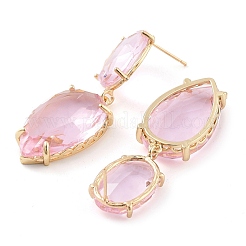 Glass Teardrop Dangle Stud Earrings&nbsp;EJEW-Q800-16C-KCG