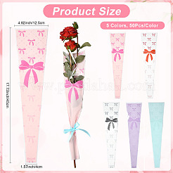 Bowknot Print Transparent PE Cone Flower Sleeves&nbsp;ABAG-FZC0002-001G