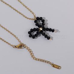 Glass Beaded Bowknot Pendant Necklaces&nbsp;LS-LG8345-2