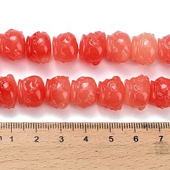 合成サンゴ染め彫刻ビーズ  瓶の形  レッド  13~14x11mm  穴：1mm&nbsp;BSHE-H114-03C